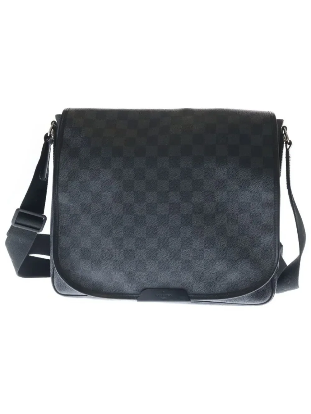 Louis Vuitton Damier Graphite Daniel GM Shoulder Bag Black Leather Silver